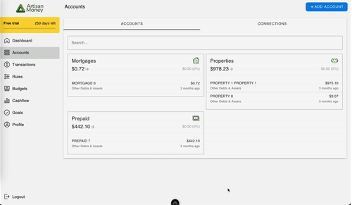 Adding an account demonstration